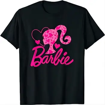 Футболка Barbie The Movie Love, Новая черная футболка в стиле ретро с круглым вырезом и коротким рукавом для женщин и девочек, Свободные Мягкие топы, майка, Одежда для йоги, подарки