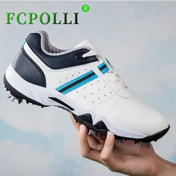 Профессиональная спортивная обувь для тренировок по гольфу для мужчин, Противоскользящая Спортивная обувь, Женская обувь для гольфа с кожаными шипами, Мужские кроссовки для гольфа на шнуровке, женские кроссовки для гольфа.