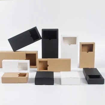 10ШТ Коробка для упаковки слайдов из крафт-бумаги, пустая подарочная упаковка для ювелирных изделий, картонные коробки для чайных конфет для подарков