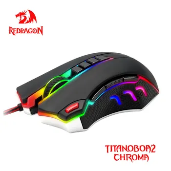 Redragon TITANOBOA2 CHROMA M802 USB Проводная Игровая Компьютерная Мышь 32000 точек на дюйм 10 кнопок RGB мыши Программируемые эргономичные PC Gamer