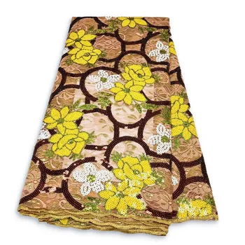 Африканская сетчатая кружевная ткань 2023 Высококачественная Модная Вышивка блестками Французский Тюль Кружевная ткань Нигерийское кружево для свадебной ткани