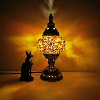 Турецкая мозаичная настольная лампа винтажный арт-деко Ручной работы lamparas de mesa мозаичное Стекло романтический прикроватный светильник lamparas con mosaicos