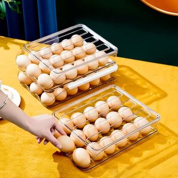Держатель для яиц Пластиковая подставка для хранения яиц Автоматические холодильные принадлежности на колесиках Бытовые Прозрачные для ящика-органайзера для холодильника