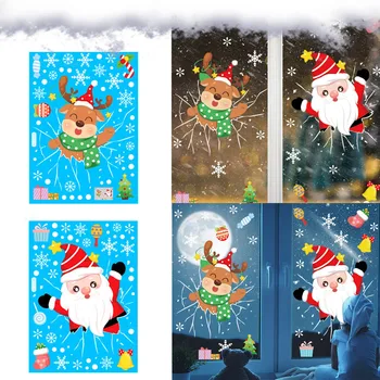 Рождественские наклейки на окна, Рождественские украшения для дома 2023, Рождественские наклейки на стены, наклейки на стены в детской комнате, Navidad, Новый 2024 год