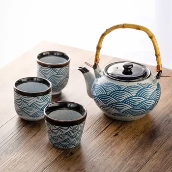 Портативный Чайник Чайная Чашка Blue Wave Waterware Керамический Чайник Посуда Из Китайского Фарфора Кунг-Фу Посуда Для Чайной Церемонии