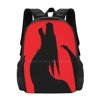 Силуэт дракона-красные школьные сумки для девочек-подростков, дорожные сумки для ноутбуков, Отрицательные эмоции дракона, Красный, Черный, крик, Рев, Найтвинг