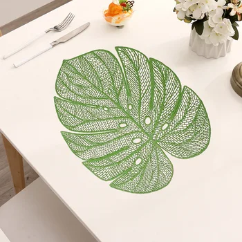 Золотой и серебристо-зеленый кухонный коврик, коврик для обеденного стола, дизайн с выдолбленными листьями черепахи, коврик для чашек из ПВХ, подарочный водонепроницаемый коврик для дисков