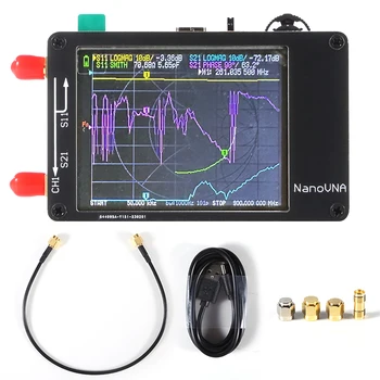 Металлический экран + батарея NanoVNA VNA Векторный сетевой анализатор 50 кГц-900 МГц сенсорный экран Коротковолновый MF HF VHF UHF Антенный Анализатор