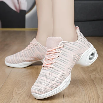 Новое поступление танцевальной обуви для женщин - дышащие и прочные квадратные танцевальные туфли для танцев с привидениями на мягкой подошве