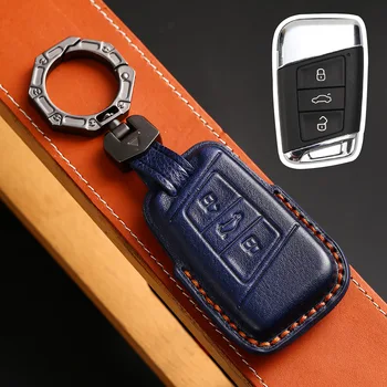 Роскошный кожаный чехол для ключей от автомобиля Fob Shell для VW Volkswagen Passat B8 Magotan для Skoda Kodiaq Superb A7