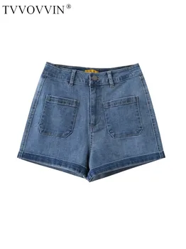Универсальные эластичные джинсовые шорты с завитками на высокой талии для пикантных девушек TVVOVVIN Демонстрируют Стройные и уменьшающие Возраст обтягивающие шорты GTFZ