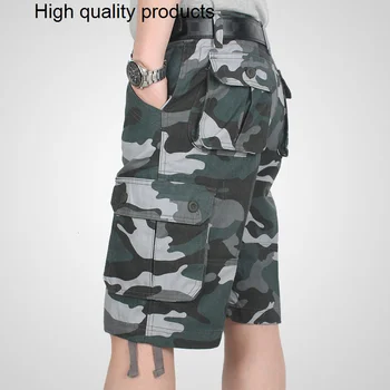 Летние военные шорты-карго, мужские камуфляжные боевые Повседневные хлопковые Мешковатые бриджи в стиле хип-хоп с несколькими карманами, Тактические