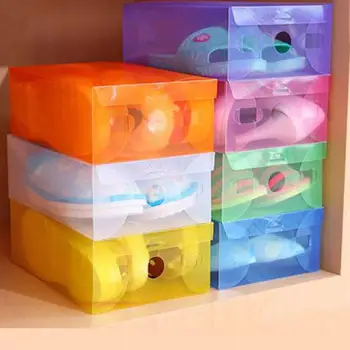 1 шт. Прозрачная Коробка для хранения Обуви, Пылезащитный Складной Прозрачный Пластиковый Аккуратный Чехол-Органайзер для дома