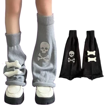 Милые гетры для девочек, трикотажные расклешенные рукава, готические мешковатые манжеты, Носки с горкой на щиколотке, Японские длинные носки