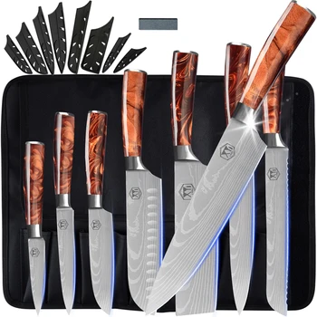 Профессиональный набор ножей шеф-повара, Японский кухонный набор из нержавеющей стали, Инструменты для приготовления пищи, Нарезка хлеба, Сантоку, Ножи для очистки овощей