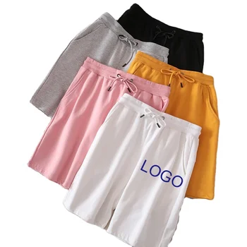 Однотонные спортивные шорты с логотипом на заказ Летние быстросохнущие пляжные Короткие Мужские повседневные брюки на завязках
