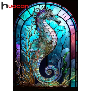Huacan Новая 5D Алмазная Картина Гиппокамп Японский Мозаичный Набор для Вышивания животных Домашнее Украшение 30x40 см