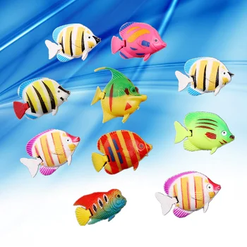 10шт Детский декор Искусственные Крошечные движущиеся плавающие рыбки Украшение для аквариума (случайный узор)