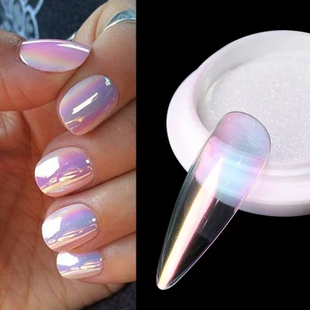1,4- Хромированная жемчужная пудра для ногтей, пигментное зеркало Aurora Laser, Серебряный блеск для ногтей, пыль, хромированный маникюр, украшение для ногтей