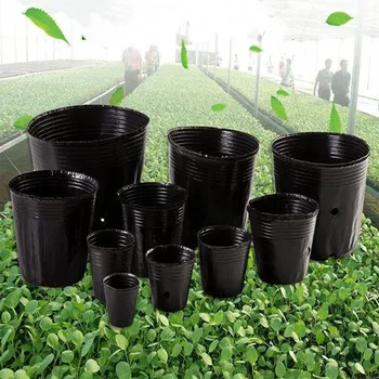10 шт. Черная пластиковая чашка для питания растений, горшки для выращивания растений, Экологические сумки для выращивания рассады, Лесные садовые принадлежности
