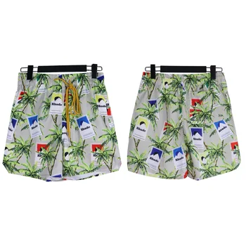 Шорты с принтом в гавайском стиле 2023ss Rhude, мужская и женская пляжная одежда, спортивные повседневные шорты