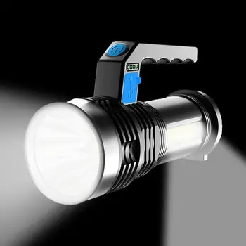 Прожектор Фонарик с сильным освещением USB перезаряжаемый фонарик Портативный прожектор Cob фонарик дальнего действия 4 уровня яркости