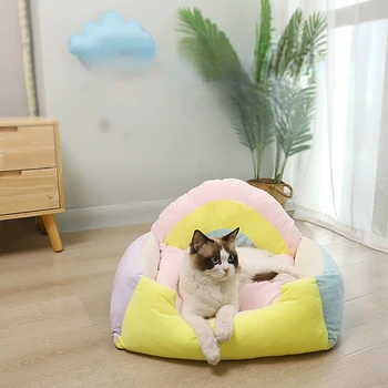 Новый стиль Rainbow Cat Nest Кошачий диван Мягкий и удобный для собак малых и средних размеров Cat Nest Товары для домашних животных