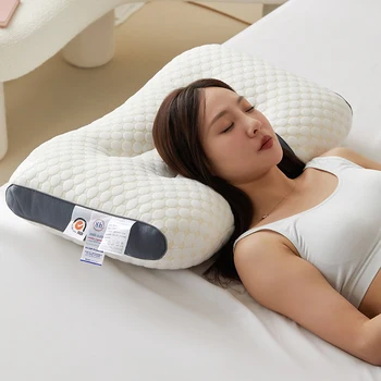Шейная ортопедическая подушка для шеи, помогающая заснуть и защищающая шею, Массажная подушка из домашнего соевого волокна с сердцевиной