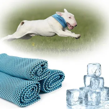 Летний Ледяной ошейник для собак Многоразового использования, Бандана с мгновенным охлаждением и отверстием для поводка, предотвращающая Тепловой удар, Уличный Дышащий шарф для домашних животных.
