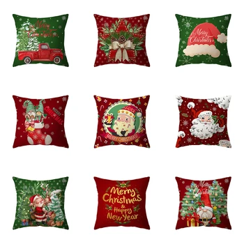 Рождественская тема, Наволочка с принтом Санта-Клауса, украшение для дивана в гостиной, Квадратная подушка из полиэстера, наволочка для подушки